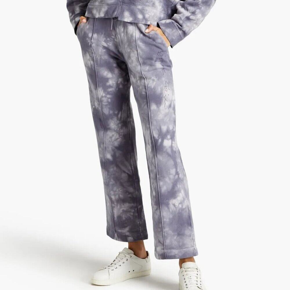 NWT$205 ÊTRE CÉCILE Tie-dyed Cotton-Terry High Rise Wide Leg Boho Track Pants S